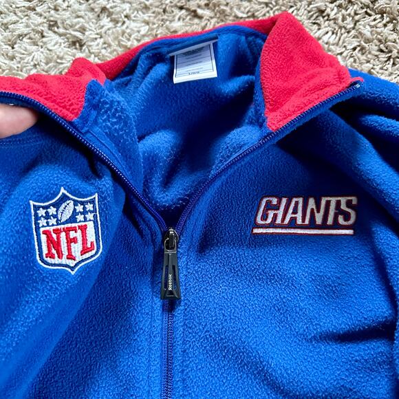 Reebok NFL New York Giants Blue Fleece Jacket Zip Up Football Men’s Size L - Picture 5 of 9